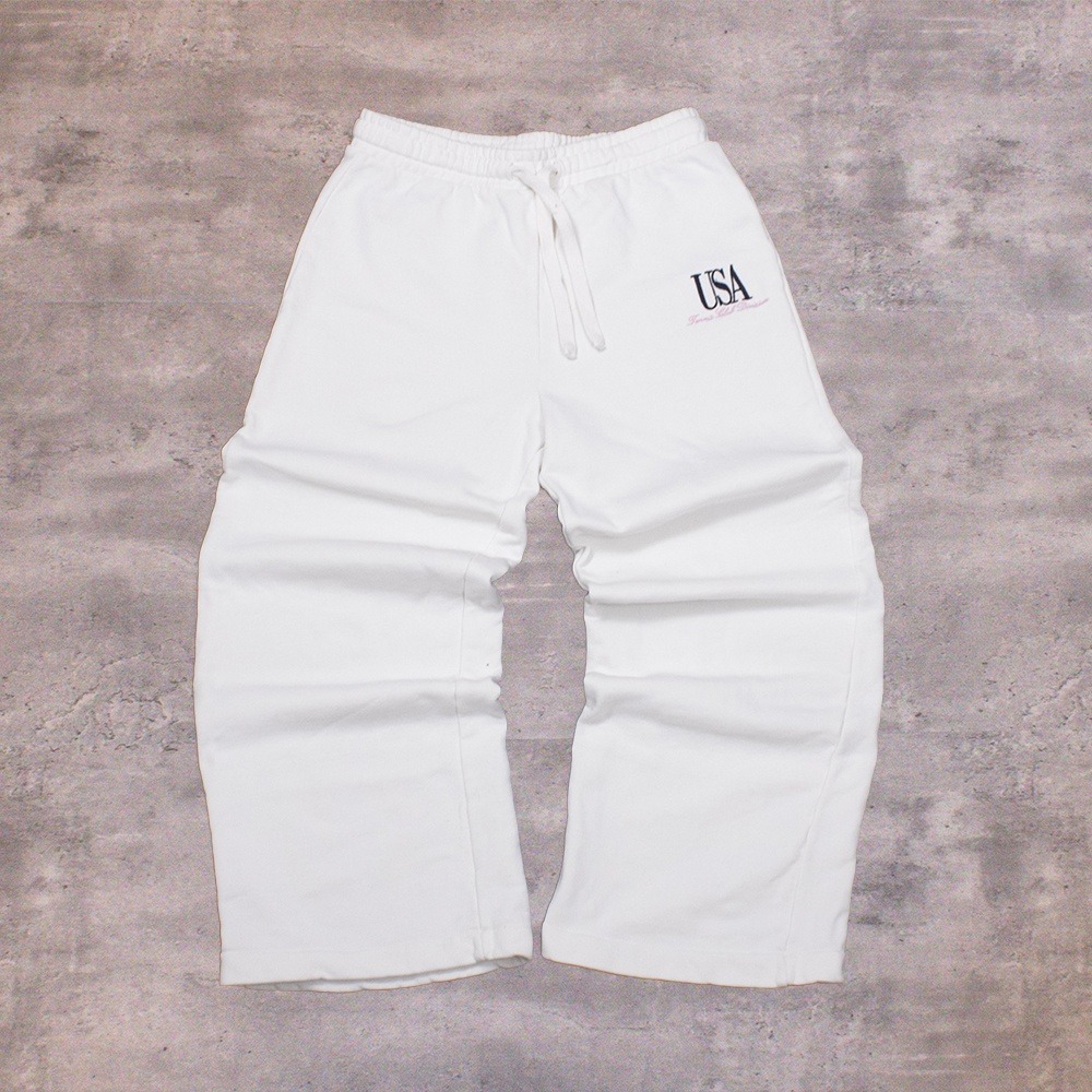 Zara USA Relax Fit Baggy Wide Legged White Preppy Sport Heavyweight Sweatpant's
